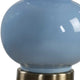 Roe Table Lamp | White Linen Shade | Blue Gourd Ceramic Body | 26"