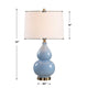 Roe Table Lamp | White Linen Shade | Blue Gourd Ceramic Body | 26"