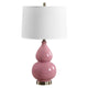 Roe Table Lamp | White Linen Shade | Pink Gourd Ceramic Body | 26"