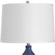 Roe Table Lamp | White Linen Shade | Navy Blue Gourd Ceramic Body | 26"