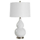Roe Table Lamp | White Linen Shade | White Gourd Ceramic Body | 26"