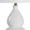 Roe Table Lamp | White Linen Shade | White Gourd Ceramic Body | 26"