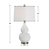 Roe Table Lamp | White Linen Shade | White Gourd Ceramic Body | 26"