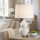 Roe Table Lamp | White Linen Shade | White Gourd Ceramic Body | 26"