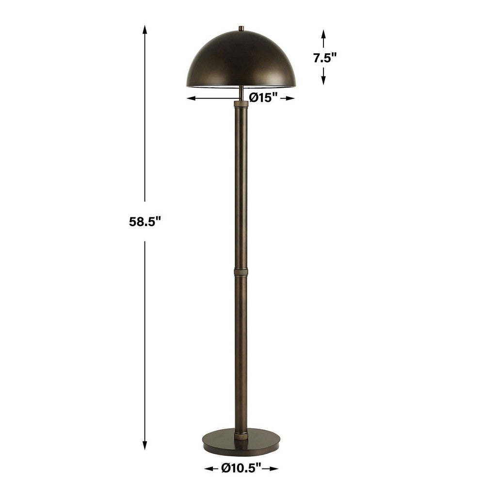 Jesy Modern Floor Lamp with Dome Metal Shade | 59" Dark Bronze