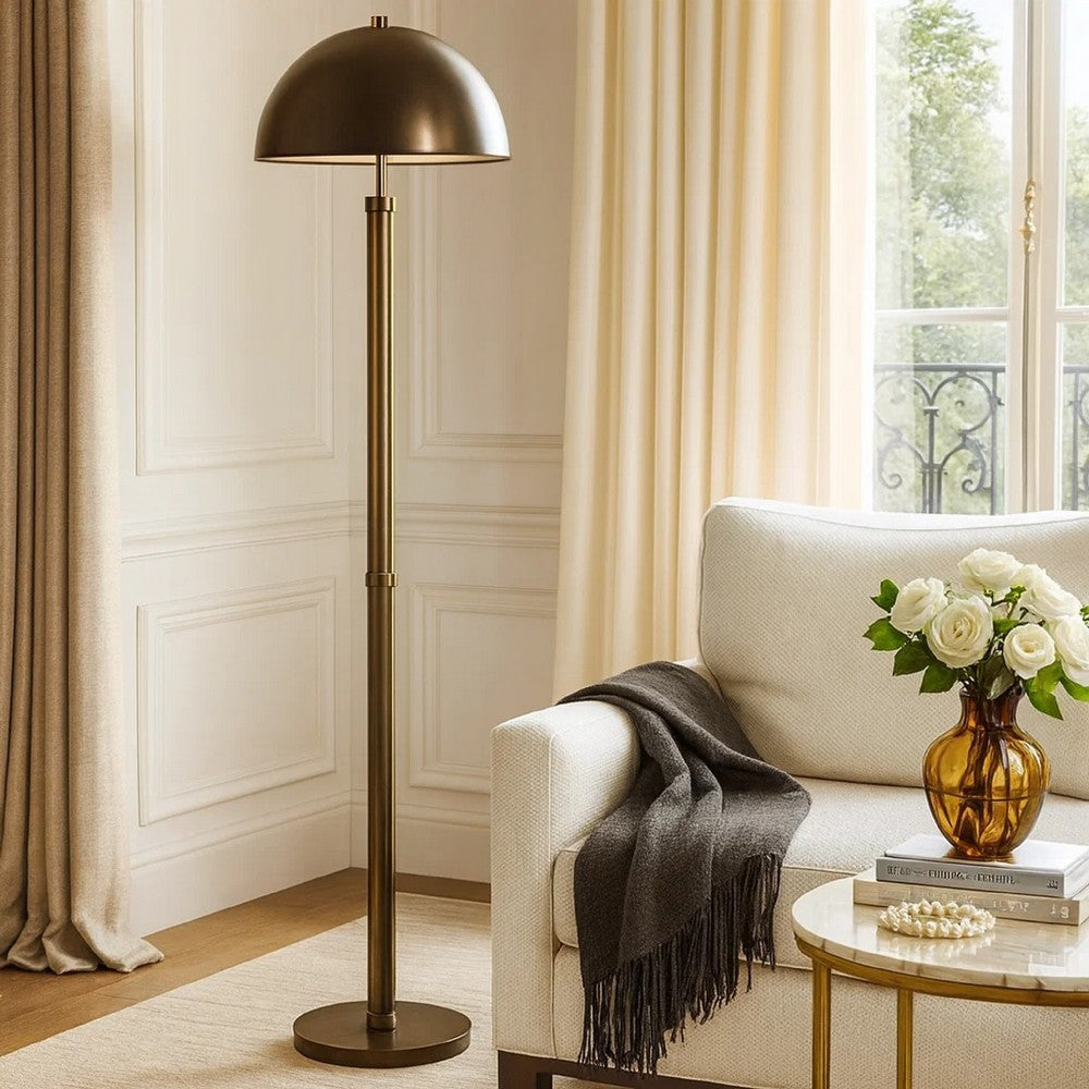 Jesy Modern Floor Lamp with Dome Metal Shade | 59" Dark Bronze