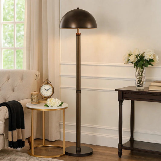 Jesy Modern Floor Lamp with Dome Metal Shade | 59" Dark Bronze