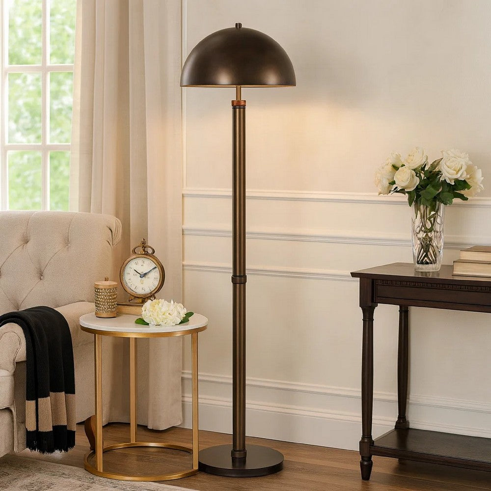 Jesy Modern Floor Lamp with Dome Metal Shade | 59" Dark Bronze