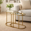 Valo 2pc Nesting Accent Table Set | Retro Glass Oval Top | Antique Brass