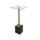 Lemy Accent Table | 11" Square Glass Top | Black Marble Base | Brass