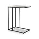 Kez Accent Table | 18" White Real Marble Top | Black C Shape Metal Frame