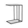 Kez Accent Table | 18" White Real Marble Top | Black C Shape Metal Frame