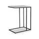 Kez Accent Table | 18" White Real Marble Top | Black C Shape Metal Frame