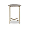 Raya Accent End Table | 16" Round Travertine Top | Gold Iron Frame