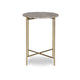 Raya Accent End Table | 16" Round Travertine Top | Gold Iron Frame