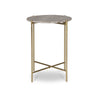 Raya Accent End Table | 16" Round Travertine Top | Gold Iron Frame