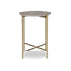 Raya Accent End Table | 16" Round Travertine Top | Gold Iron Frame