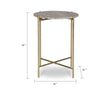 Raya Accent End Table | 16" Round Travertine Top | Gold Iron Frame