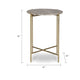 Raya Accent End Table | 16" Round Travertine Top | Gold Iron Frame