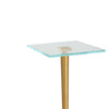 Lemy Accent Table | 11" Square Glass Top | White Marble | Retro Brass