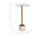 Lemy Accent Table | 11" Square Glass Top | White Marble | Retro Brass