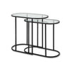 Valo 2pc Nesting Accent Table Set | Glass Oval Top | Retro Matte Black