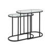Valo 2pc Nesting Accent Table Set | Glass Oval Top | Retro Matte Black