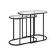 Valo 2pc Nesting Accent Table Set | Glass Oval Top | Retro Matte Black
