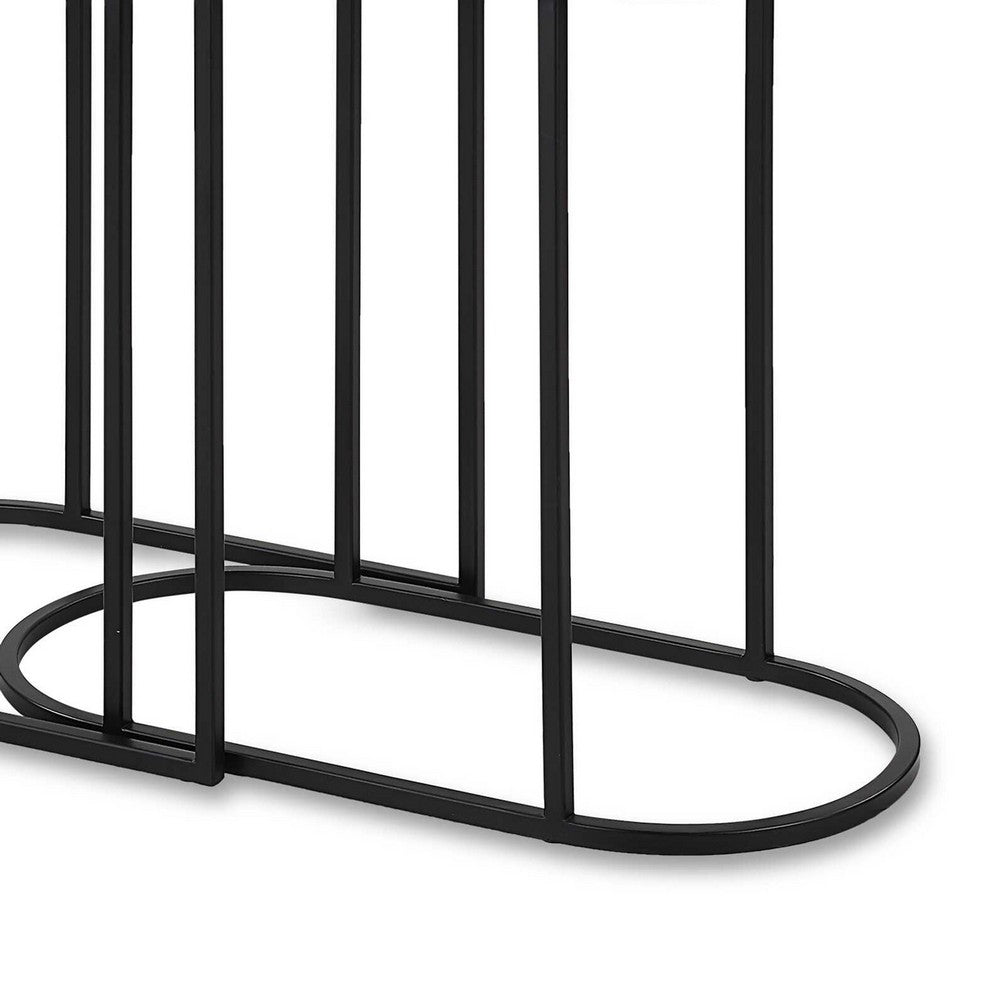 Valo 2pc Nesting Accent Table Set | Glass Oval Top | Retro Matte Black