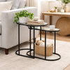 Valo 2pc Nesting Accent Table Set | Glass Oval Top | Retro Matte Black