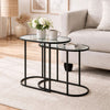 Valo 2pc Nesting Accent Table Set | Glass Oval Top | Retro Matte Black
