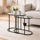 Valo 2pc Nesting Accent Table Set | Glass Oval Top | Retro Matte Black