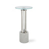 Fiz Accent Table | 11" Round Tempered Glass Top | Real Marble | White