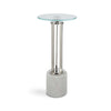 Fiz Accent Table | 11" Round Tempered Glass Top | Real Marble | White