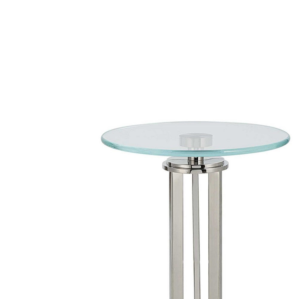 Fiz Accent Table | 11" Round Tempered Glass Top | Real Marble | White