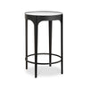 Pery Accent Table | 16" Round Mirrored Top | Matte Black Frame