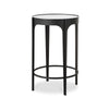 Pery Accent Table | 16" Round Mirrored Top | Matte Black Frame