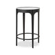 Pery Accent Table | 16" Round Mirrored Top | Matte Black Frame