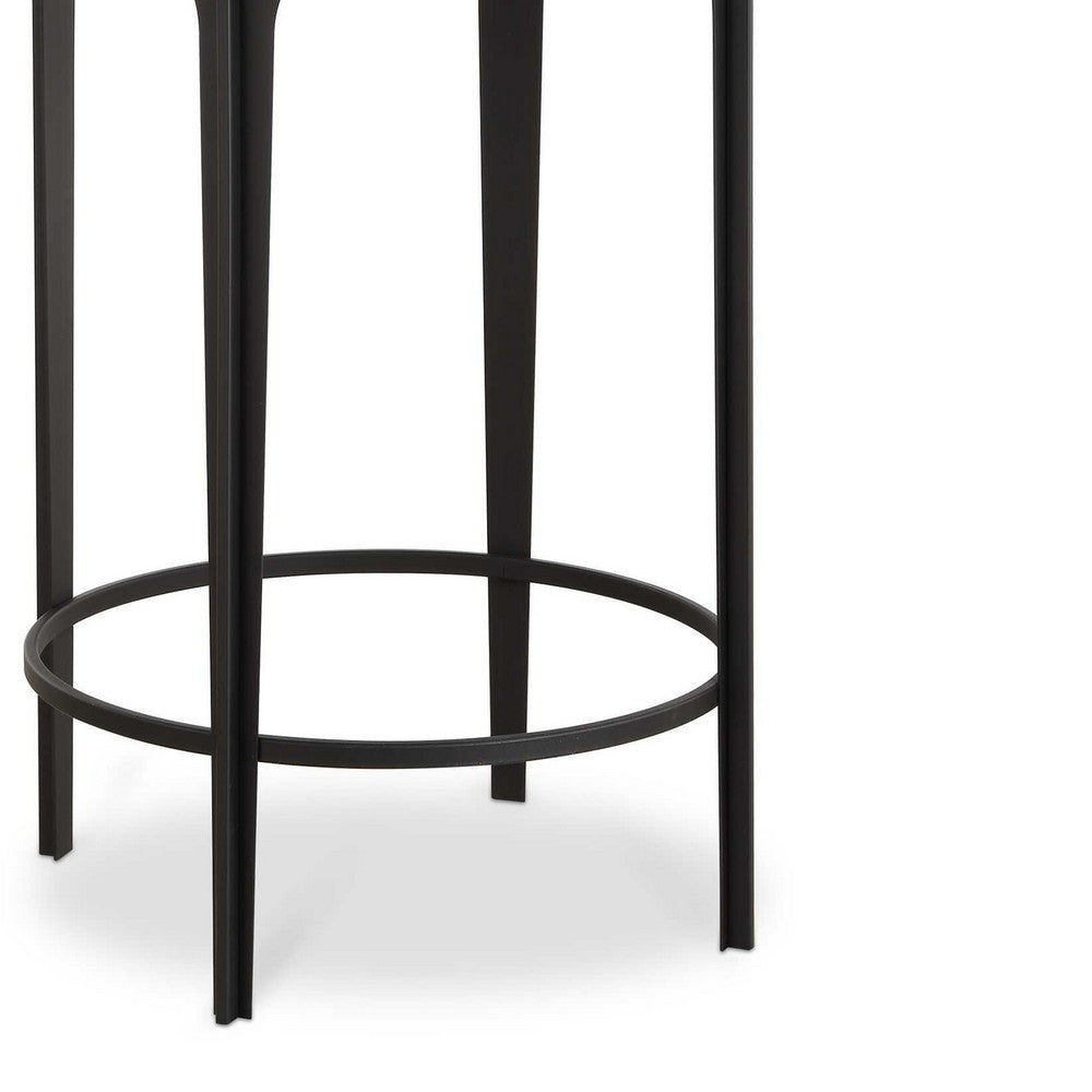 Pery Accent Table | 16" Round Mirrored Top | Matte Black Frame