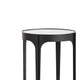 Pery Accent Table | 16" Round Mirrored Top | Matte Black Frame