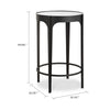 Pery Accent Table | 16" Round Mirrored Top | Matte Black Frame