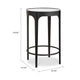 Pery Accent Table | 16" Round Mirrored Top | Matte Black Frame
