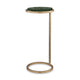 Mez Accent Table | 10" Round Dark Green Marble Top | Retro Gold Iron