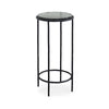 Hex Accent Table | 12" Round Recycled Glass Top | Black Iron Frame