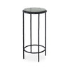Hex Accent Table | 12" Round Recycled Glass Top | Black Iron Frame