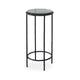 Hex Accent Table | 12" Round Recycled Glass Top | Black Iron Frame