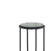 Hex Accent Table | 12" Round Recycled Glass Top | Black Iron Frame