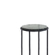 Hex Accent Table | 12" Round Recycled Glass Top | Black Iron Frame
