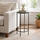 Hex Accent Table | 12" Round Recycled Glass Top | Black Iron Frame