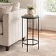 Hex Accent Table | 12" Round Recycled Glass Top | Black Iron Frame